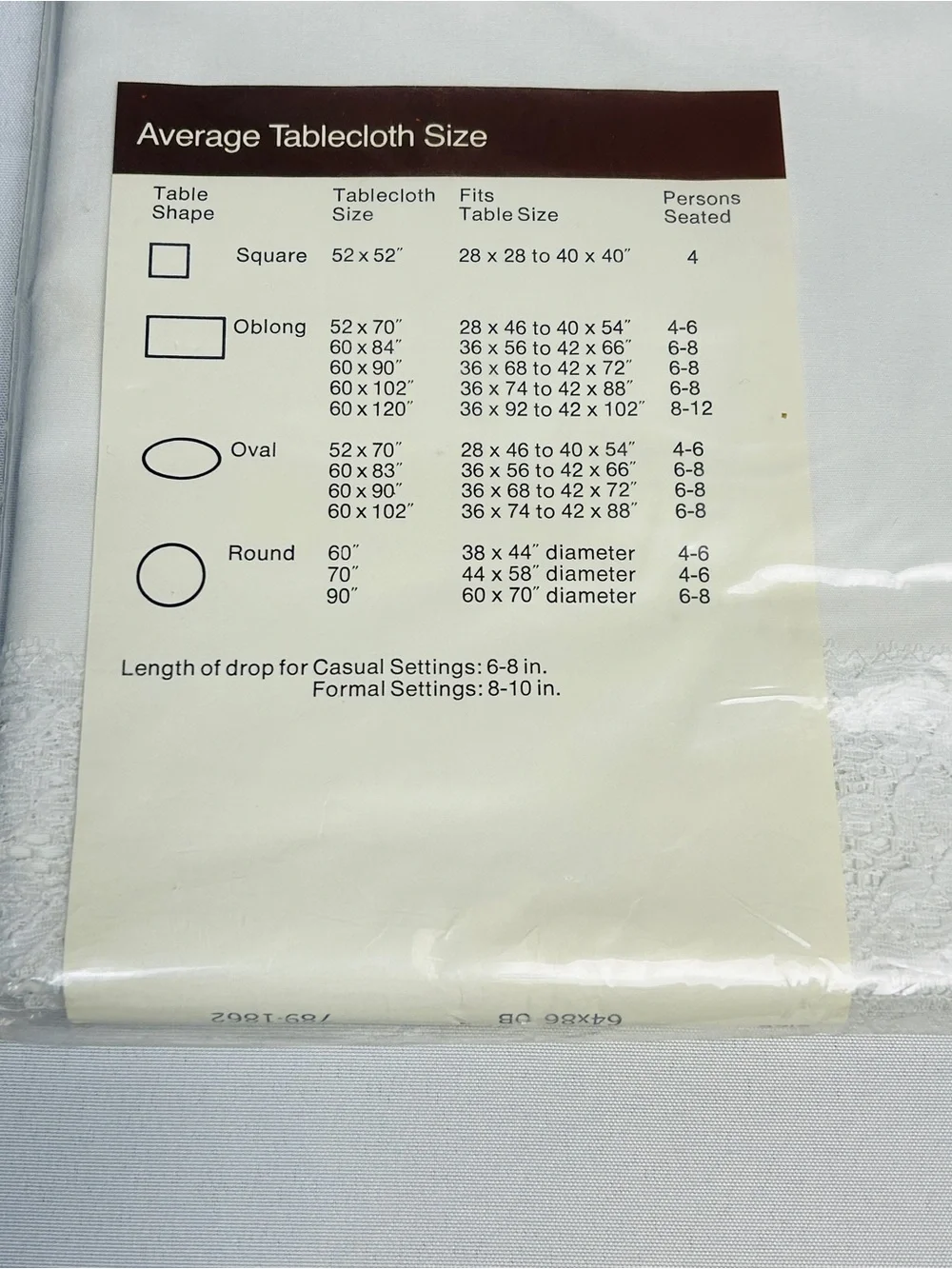JCPenney Royal Elegance White Lace Edge Tablecloth 64”x86” Oblong New In Pkg